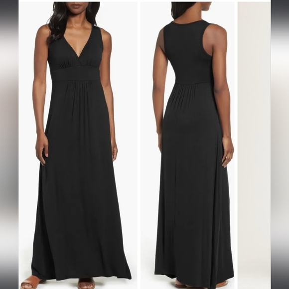 Loveappella Dresses & Skirts - Loveappella V Neck Jersey Maxi Dress